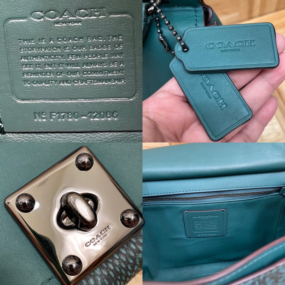 COACH 12086 Green Drifter Snakeskin Top Handle Crossbody Shoulder Bag - Picture 14 of 16